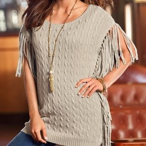 🐝 3/$20 Boston Proper Sand Cable Fringe Tunic